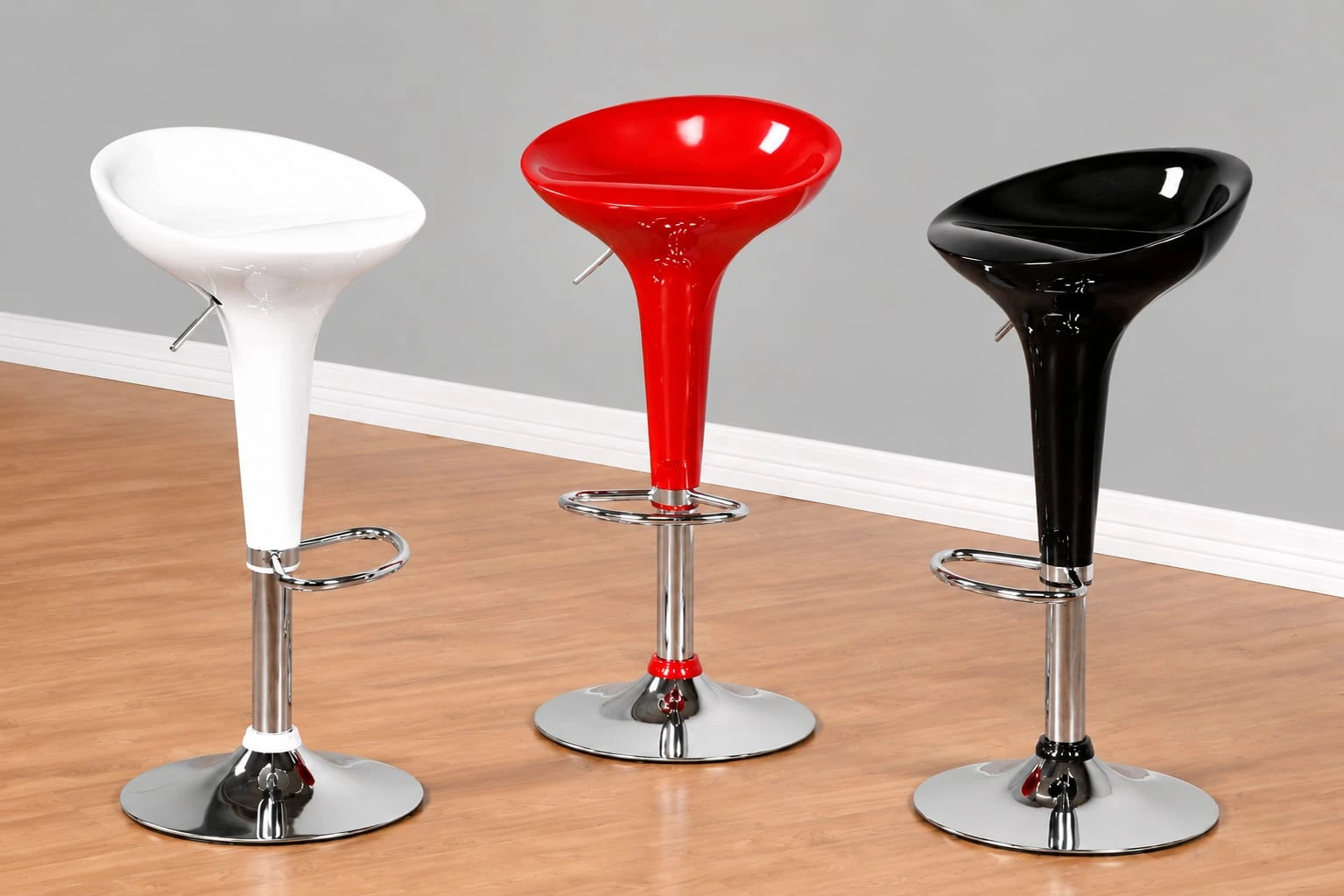 High Back Adjustable Bar Stool with Foot Ring