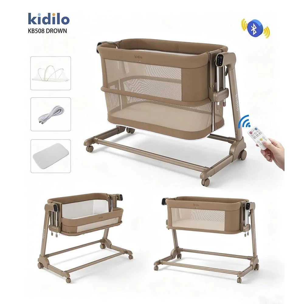 Kidilo KB508 Drown Electric Bedside Bassinet with Bluetooth & Remote Control